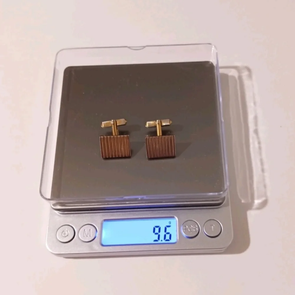VTG Swank Gold Tone Engine Turned Ribbed Rectangular Cufflinks MCM Retro Formal - Picture 9 of 9